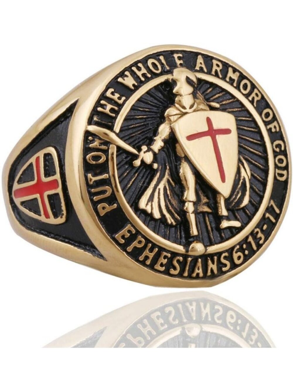 Knights Templar Inspired Men's Prayer Ring - Cool Armor of God Jewelry